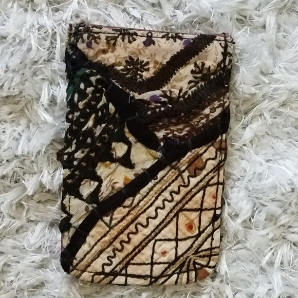 Boho Fabric & Leather Card Holder - Picture 2 of 3